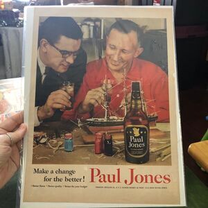 Vintage 50s Double Ads: Paul Jones Blended Whiskey & F.W. Woolworth Co Sewing